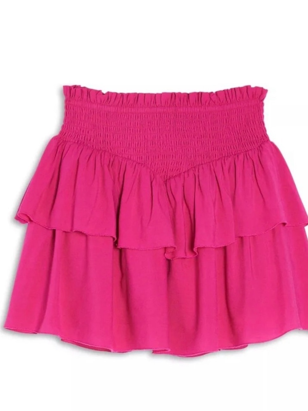 Katie J NYC Juniors Hot Pink Smocked Ruffle Mini Skirt